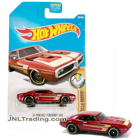 Year 2015 Hot Wheels Muscle Mania Series 1:64 Scale Die Cast Car Set 5/10 - Red Classic Pony Coupe '67 PONTIAC FIREBIRD 400
