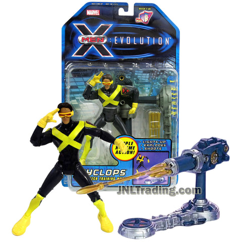 Marvel Year 2001 X-Men Evolution 6 Inch Tall Figure - CYCLOPS with Op-Tech Training Module and Triple X-Treme Action (Lights-Up, Explodes and Shoots)