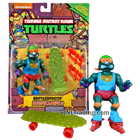 Year 2015 Teenage Mutant Ninja Turtles TMNT 1992 Classic Reproduction 5 Inch Figure - SKATEBOARDIN' MICHELANGELO with Skateboard and Rollerblades