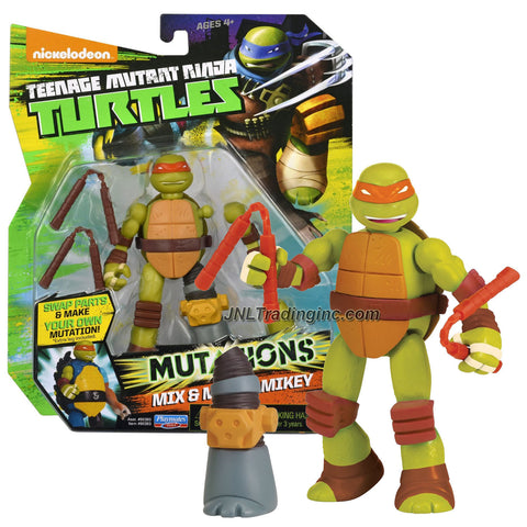 Playmates Year 2014 Teenage Mutant Ninja Turtles TMNT "Mutations Mix and Match" Series 5 Inch Tall Action Figure - MIKEY with 2 Nunchakus and 1 Extra Metalhead Left Leg
