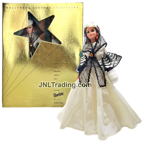 Year 1994 Barbie Hollywood Legends Collection Movie Series Gone With The Wind 12 Inch Doll - SCARLETT O'HARA in Black and White Gown with Doll Stand