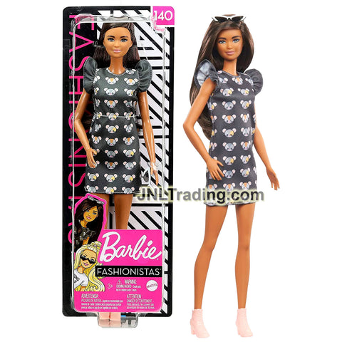 Year 2019 Barbie Fashionistas Series 12 Inch Doll #140 - Tall Hispanic Model in Mouse Print Dress with Sunglasses GHW54
