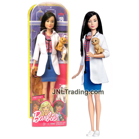 Year 2016 Barbie Career Series 12 Inch Doll - Asian PET VET NEKO DVF58 with Stethoscope and Golden Retriever Puppy Dog