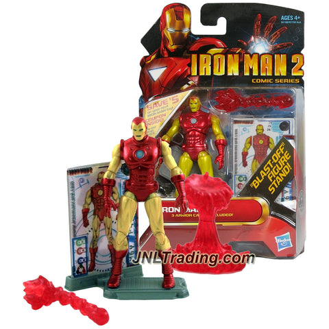 Hasbro Year 2009 IronMan 2 Comic Series 4 Inch Tall Action Figure #26 - IRON MAN with Red Repulsor Blast, Blast-Off Base, Display Base & 3 Armor Card