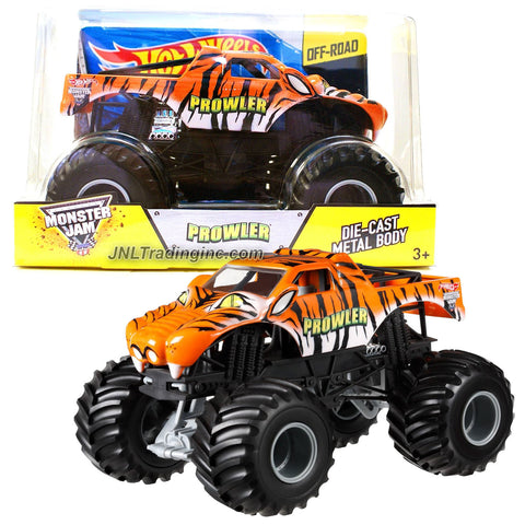 Hot Wheels Year 2014 Monster Jam 1:24 Scale Die Cast Official Monster Truck Series - Tiger PROWLER (CCB01) with Monster Tires, Working Suspension and 4 Wheel Steering (Dimension - 7" L x 5-1/2" W x 4-1/2" H)