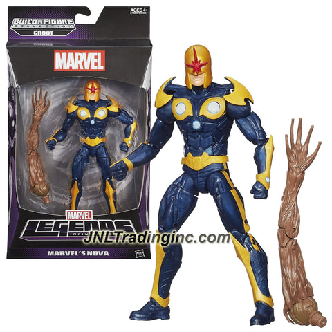 Hasbro Year 2013 Marvel Legends Infinite Series Build a Figure GROOT Series 7 Inch Tall Action Figure - MARVEL's NOVA with Groot's Right Arm