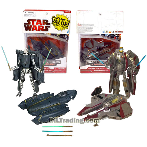 Star Wars Year 2009 Transformers Crossovers 2 Pack 7 Inch Tall Figure - GENERAL GRIEVOUS to Grievous' Starfighter and OBI-WAN KENOBI to Jedi Starfighter