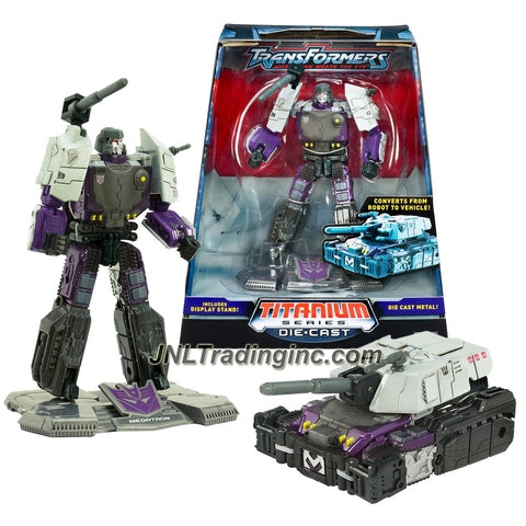 Hasbro Year 2006 Transformers Titanium Die-Cast Series 6 Inch Tall Robot Action Figure - Decepticon MEGATRON with Display Base (Vehicle Mode: Battle Tank)