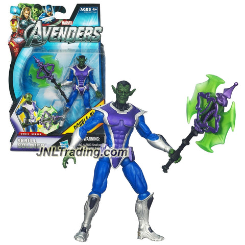 Hasbro Year 2011 Marvel "The Avengers" Comic Series 4 Inch Tall Action Figure Set #15 - SKRULL SOLDIER with Double-Blade Axe