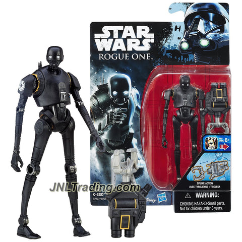 Hasbro Year 2016 Star Wars Rogue Obe 4 Inch Tall Figure - Reprogrammed Imperial Security Droid K-2SO with Zipline Attachment