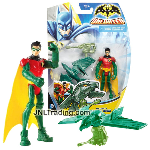 Mattel Year 2014 DC Batman Unlimited Series 4 Inch Tall Action Figure - ROBIN AND BLASTER HAWK with Removable Blaster Gun
