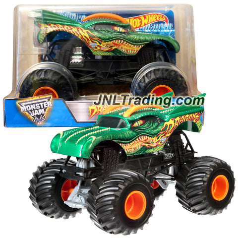 Hot Wheels Year 2016 Monster Jam 1:24 Scale Die Cast Metal Body Truck - DRAGON (CGD65) with Monster Tires, Working Suspension and 4 Wheel Steering