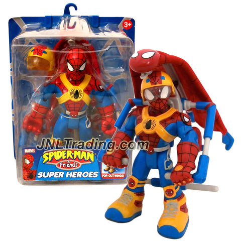 ToyBiz Year 2005 Marvel Spider-Man & Friends Super Heroes Series 6 Inch Tall Figure : HANG GLIDER SPIDER-MAN with Helmet and Glider Backpack
