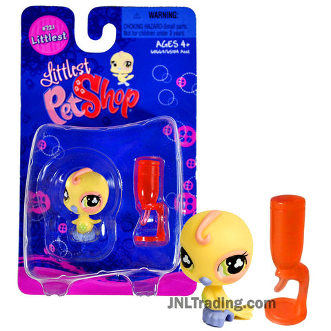 Year 2008 Littlest Pet Shop LPS Single Pack Littlest Series Bobble Head Figure Set - PARAKEET #721 with Water Feeder