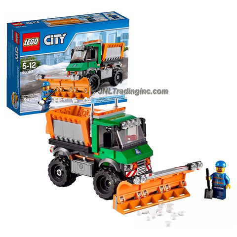 Lego Year 2015 City Series Set #60083 - SNOWPLOW TRUCK with Detachable Blade & Truck Bed, Opening Doors & Salt Spreading Function Plus Drive Figure (Piece: 196)