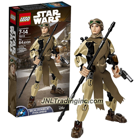 Lego Year 2016 Star Wars Series 9 Inch Tall Figure Set #75113 - REY with Desert Outfit, Staff, Pistol and Arm Swinging Battle Function (Pieces: 84)