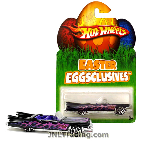 Hot Wheels Year 2007 Easter Eggsclusives Series 1:64 Scale Die Cast Car Set - Black Classic '59 CADILLAC CONVERTIBLE with Purple Flame Deco N1140