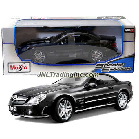 Maisto Special Edition Series 1:18 Scale Die Cast Car - Black Roadster MERCEDES-BENZ SL65 AMG with Display Base (Car Dimension: 9" x 3-1/2" x 3")