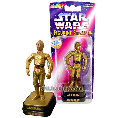 Star Wars Year 1997 Figurine Stamper Series 3 Inch Tall Figure : C-3PO with Ink Pad in Base