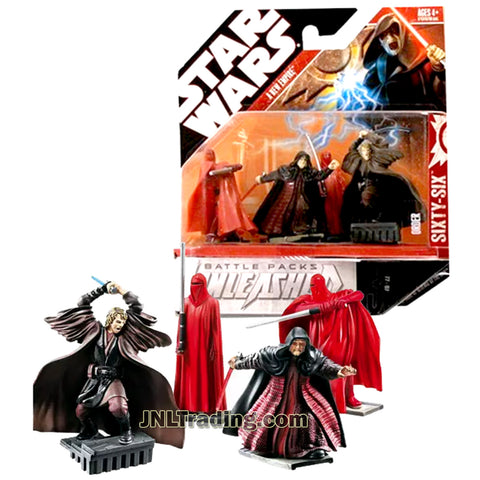 Star Wars Year 2007 Unleashed Battle Packs Series 2-1/2 Inch Tall Figure Set - A NEW EMPIRE ORDER SIXTY-SIX with Darth Vader, The Emperor and 2 Royal Guards