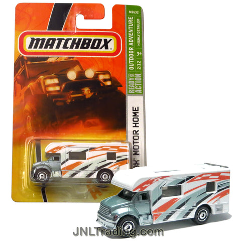 Matchbox Year 2007 Outdoor Adventure Series 1:64 Scale Die Cast Metal Car #77 - White MBX MOTOR HOME with Black and Orange Stripes M2632