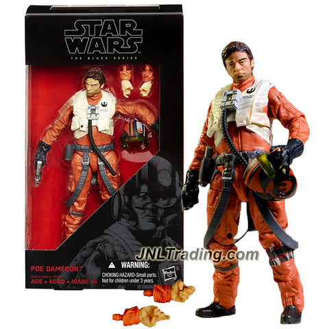 Hasbro Year 2015 Star Wars The Black Series 6 Inch Tall Figure - POE DAMERON B3841 with Blaster Gun, Helmet and Extra Pair of Hands