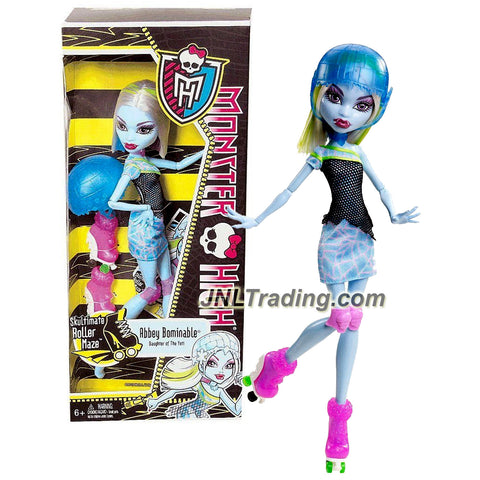 Mattel Year 2012 Monster High "Skultimate Roller Maze" Series 11 Inch Doll Set - ABBEY BOMINABLE "Daughter of The Yeti" with Removable Helmet, Roller Skate and Doll Stand