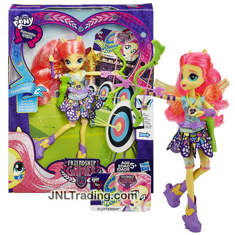 Hasbro Year 2014 My Little Pony Equestria Girls Series 9 Inch Doll Set - FLUTTERSHY with Quiver Belt, Bow and Arrow