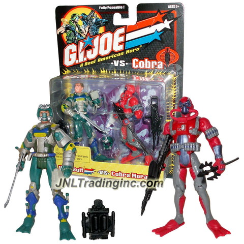 Hasbro Year 2001 GI JOE A Real American Hero vs Cobra Series 2 Pack 4 Inch Tall Action Figure : WET-SUIT vs. COBRA MORAY with Helmet, Oxygen Pack, Harpoon, Flashlight, Flippers, Trident and Double Barrel Rifle