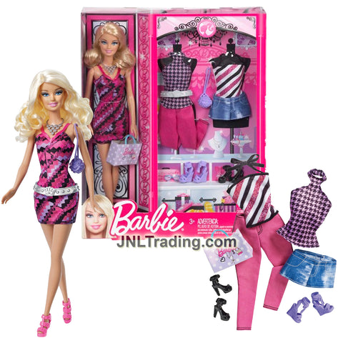 Year 2012 Barbie Pink Series 12 Inch Doll - Caucasian Model BBX43 with 3 Outfits, Shoes, Belt and Purse