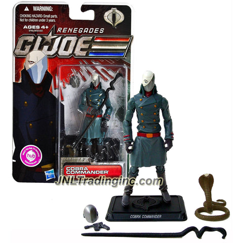Hasbro Year 2011 G.I. JOE Renegades Series 4 Inch Tall Action Figure - Cobra Leader COBRA COMMANDER with Snake-Shaped Command Stuff, Snake, Helmet, Pistol and Display Stand