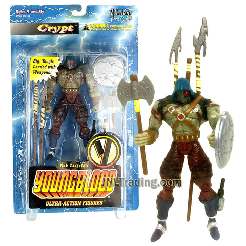 Year 1995 McFarlane Toys Rob Liefeld's Youngblood Ultra Class 6 Inch Tall Action Figures - CRYPT with Halberd, Spear, Shield, Battle-Axe and Club