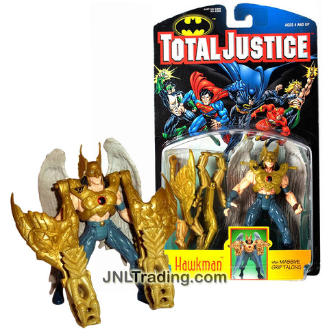 Kenner Year 1996 DC Comics Batman Total Justice Series 5 Inch Tall Action Figure - HAWKMAN with Massive Grip Talons