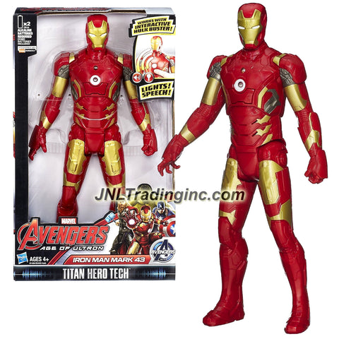 Hasbro Year 2015 "Marvel Avengers Age of Ultron" Titan Hero Tech 12 Inch Tall Electronic Action Figure - IRON MAN MARK 43 with Speech Sound Effect and Lights