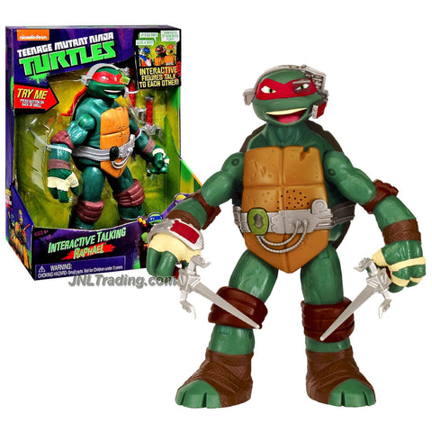 Playmates Year 2014 Nickelodeon Teenage Mutant Ninja Turtles 10 Inch Tall Electronic Action Figure - Interactive Talking RAPHAEL with a Pair of Sais