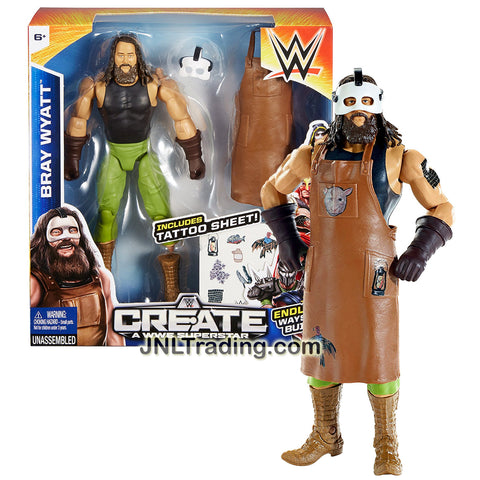 Mattel Year 2015 World Wrestling Entertainment Create A WWE Superstar Series 7 Inch TAll Figure - BRAY WYATT with Apron, Mask and Tattoo Sheet