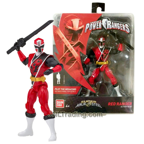 Year 2018 Power Rangers Super Ninja Steel Series 5-1/2 Inch Tall Figure - Action Hero Red Ranger with Sword