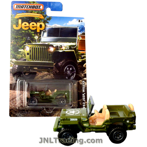 Matchbox Year 2015 Anniversary Edition Series 1:64 Scale Die Cast Metal Car - US Army All Terrain Vehicle ATV Unit 20920 1943 JEEP WILLYS DMN28