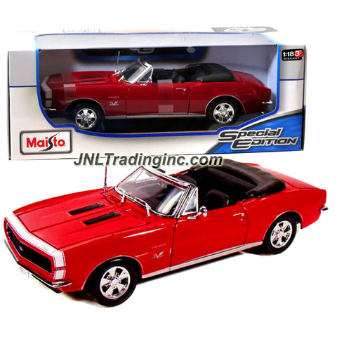 Maisto Special Edition Series 1:18 Scale Die Cast Car - Red Classic Roadster 1967 CHEVROLET CAMARO RS/SS 396 with Base (Dimension:9-1/2"x3-1/2"x3")