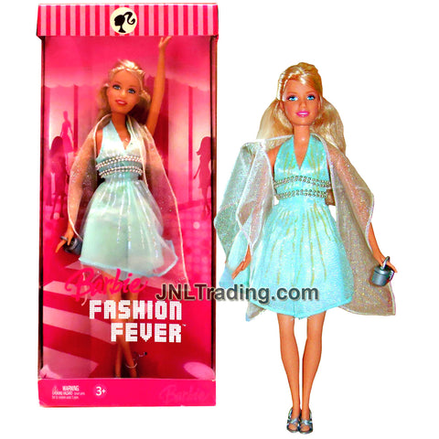 Year 2006 Barbie Fashion Fever Series 12 Inch Doll - Caucasian Model BARBIE K8412 in Shimmering Blue Dress with Scarf and Purse