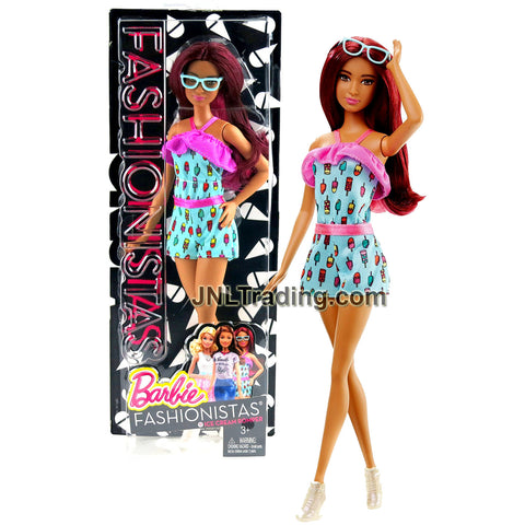 Year 2015 Barbie Fashionistas Series 12 Inch Doll Set #17 - Hispanic Model TERESA DGY60 in Ice Cream Romper with Cool Glasses