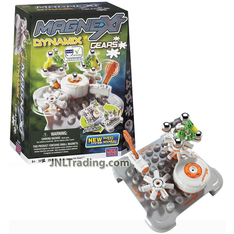 Year 2008 Mega Bloks Magnext Series Set 29301 - DYNAMIX GEARS with Magna Rocker, Tri Plate, Quad Plate, Gyro Gear, Windup Gears and Dynamix Base (25 Pcs)