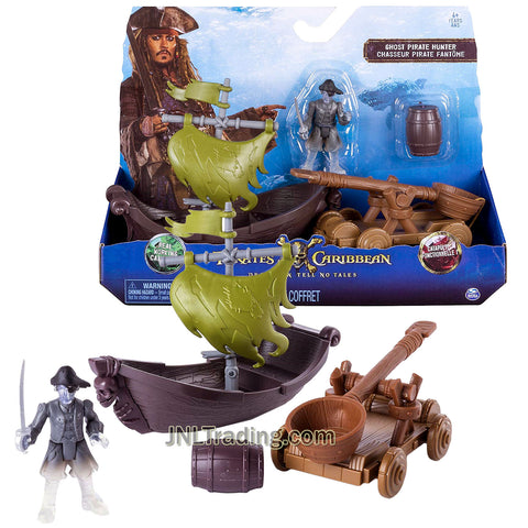 Pirates POTC of the Caribbean Dead Men Tell No Tales Series Playset - Ghost Pirate Hunter with Ghost Ship, Catapult and Barrel