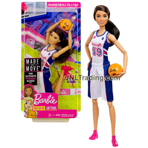 Year 2018 Barbie Made To Move You Can Be Anything Series 12 Inch Doll - Hispanic BASKETBALL PLAYER TERESA in Malibu #59 Uniform with Basketball