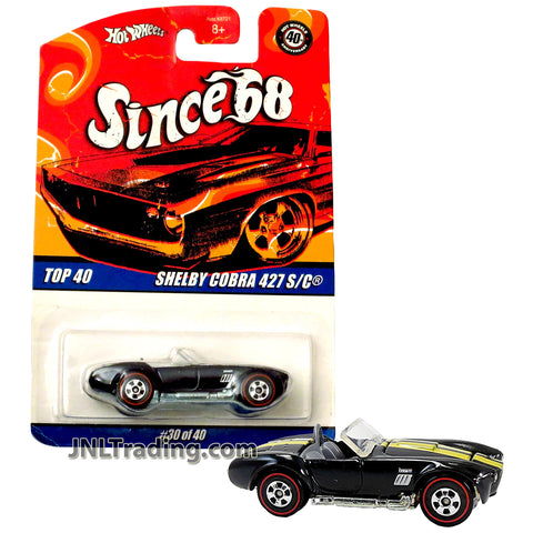 Year 2007 Hot Wheels Since '68  Series 1:64 Scale Die Cast Car Set #30 - Black Convertible Sports Coupe Roadster SHELBY COBRA 427 S/C