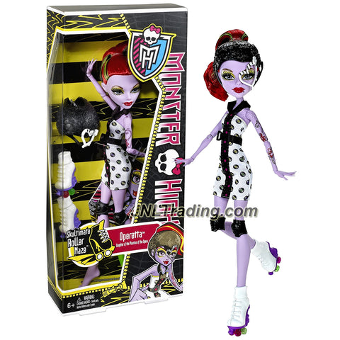 Mattel Year 2011 Monster High Skultimate Roller Maze Series 10 Inch Doll - Operetta "Daughter of the Phantom of the Opera" with Removable Helmet, Roller Blade and Doll Stand (X3674)
