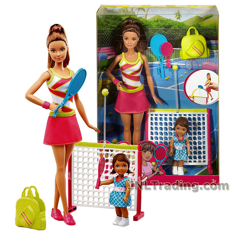 Barbie Year 2016 Career Series 12 Inch Doll Set - Teresa as TENNIS COACH DVG15 with Toddler Student, 2 Rackets, Bag and Net with Tennis Ball