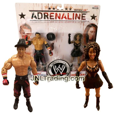 Jakks Pacific Year 2008 World Wrestling Entertainment WWE Adrenaline 2 Pack 7 Inch Tall Figure - THE MIZ and LAYLA with Cowboy Hat and Microphone