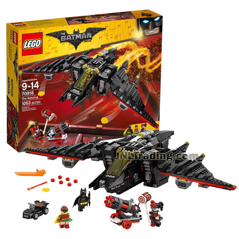 Lego Year 2017 The Batman Movie Series Set 70916 - THE BATWING with Car, Cannon, Batman, Robin and Harley Quinn Minifigures (1053 Pieces)