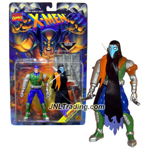 ToyBiz Year 1995 Marvel Comics X-Men Mutant Genesis Series 5 Inch Tall Action Figure : X-CUTIONER with Spinning Action, Hood, Staffs and Trading Card